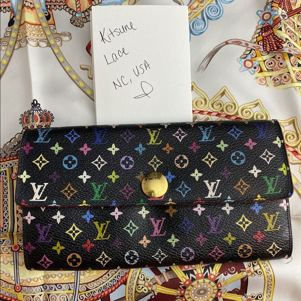 Louis Vuitton Black multicolor wallet murakami